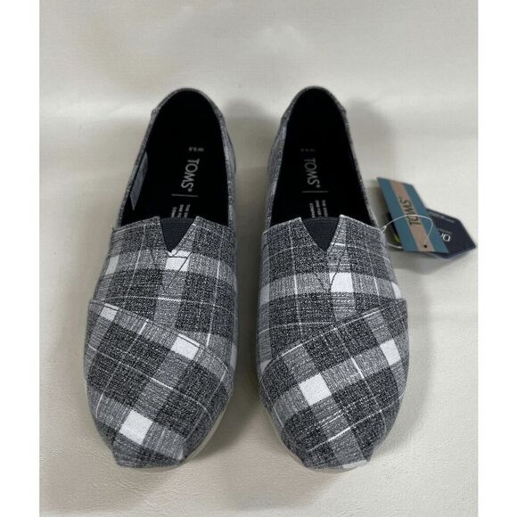TOMS Women's Printed Alpargata Flats - Black Plaid 5.5M - Picture 4 of 8